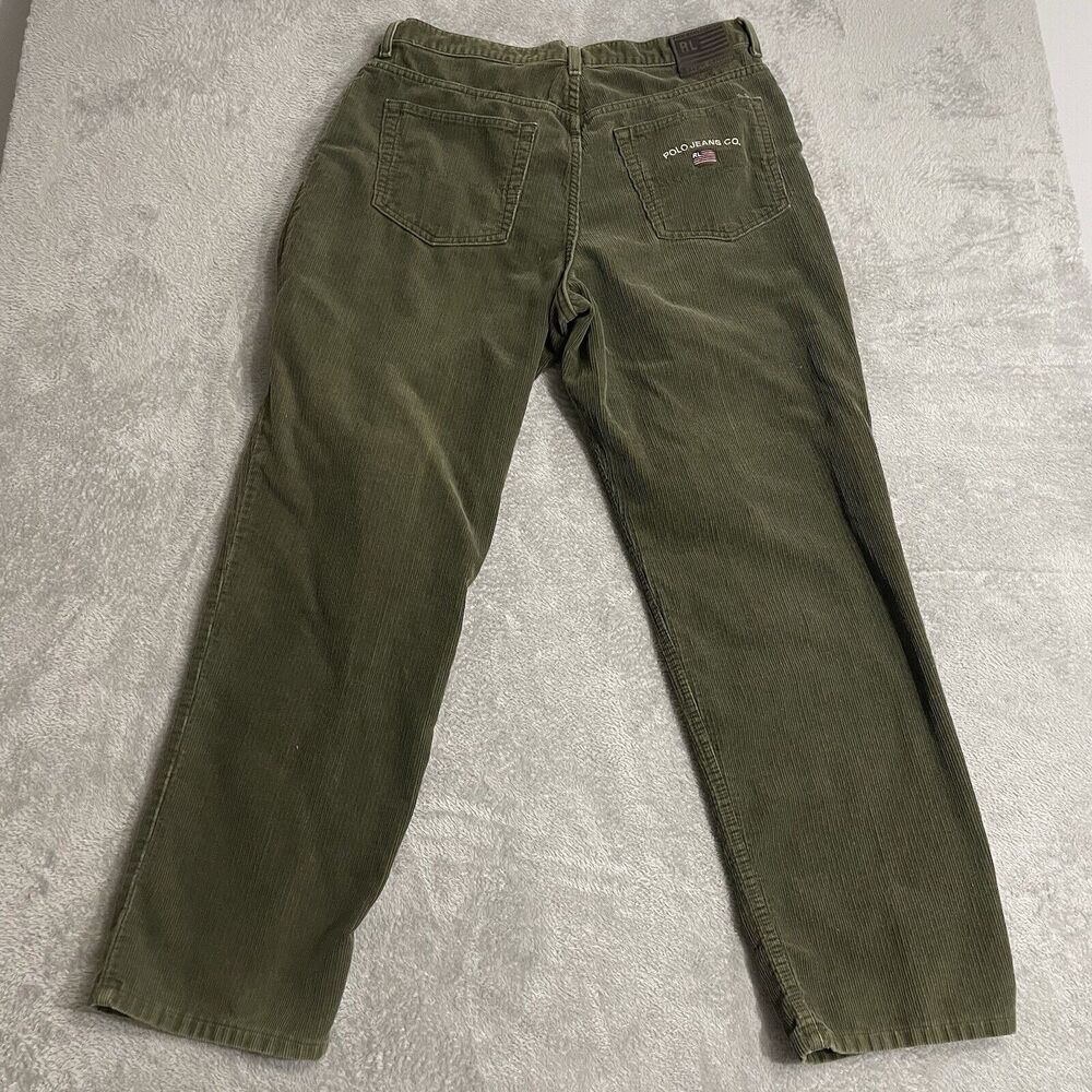 Vintage Ralph Lauren Polo Jeans Co Corduroy Auto Pants Mens 35x31 Green USA Made